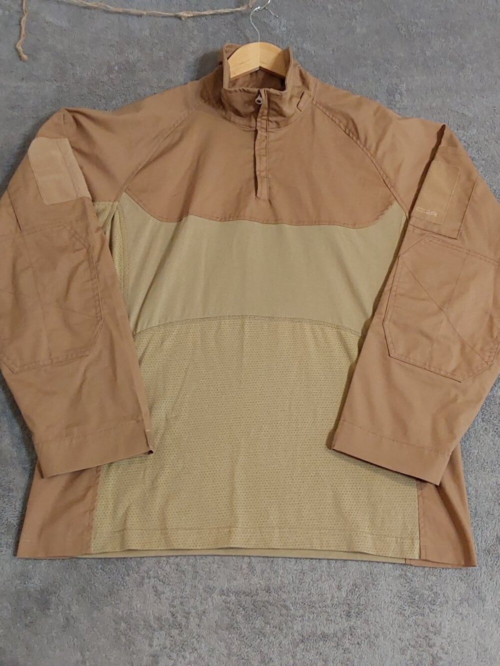 CQR Tactical Combat Shirt Mens XL Coyote Tan Quarter Zip Hunting Fishing Militar